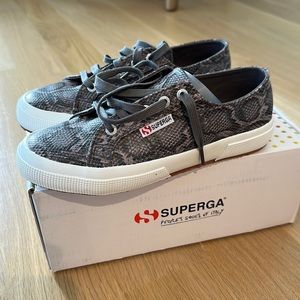 Superga grey snakeskin shoes